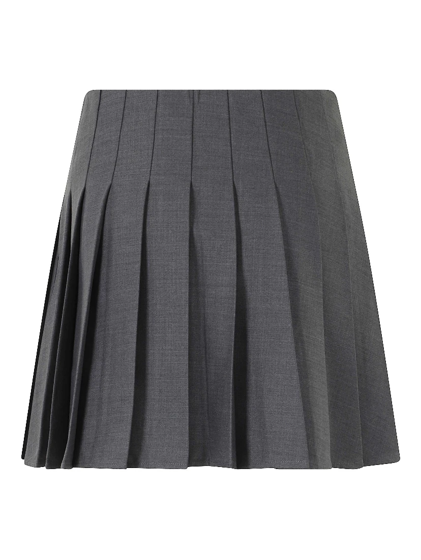 GREY PLEATED MINI SKIRT