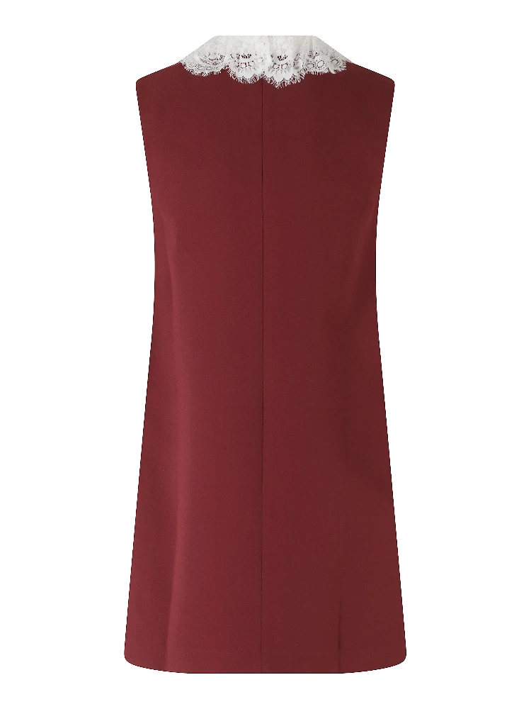 BURGUNDY CREPE LACE COLLAR MINI DRESS alternative