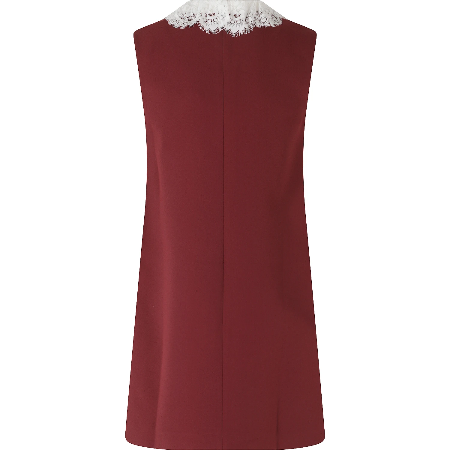 BURGUNDY CREPE LACE COLLAR MINI DRESS