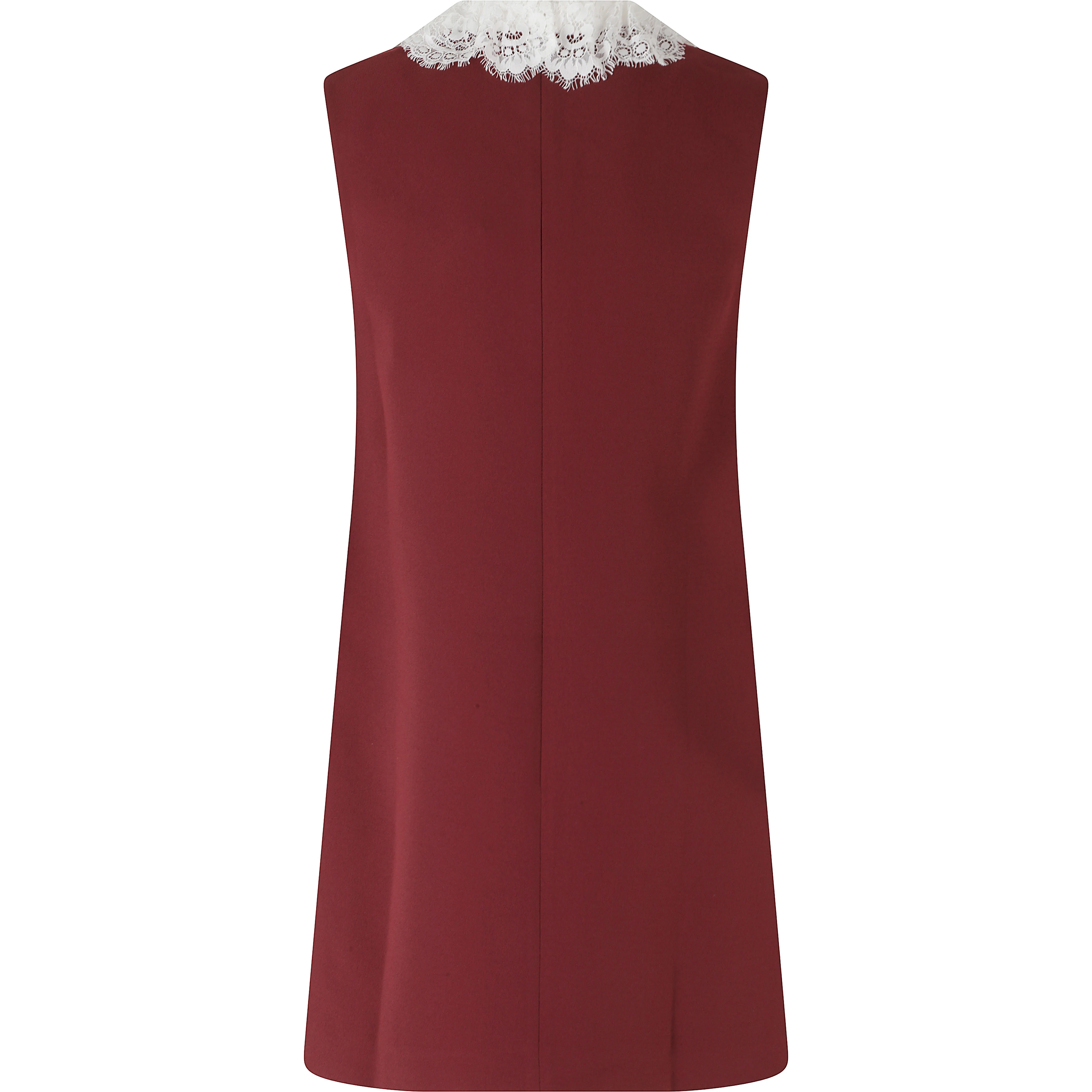 BURGUNDY CREPE LACE COLLAR MINI DRESS