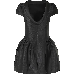 BLACK TAFFETA COLLARED MINI DRESS