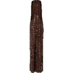 BROWN RHINESTONE RACER BACK MAXI DRESS