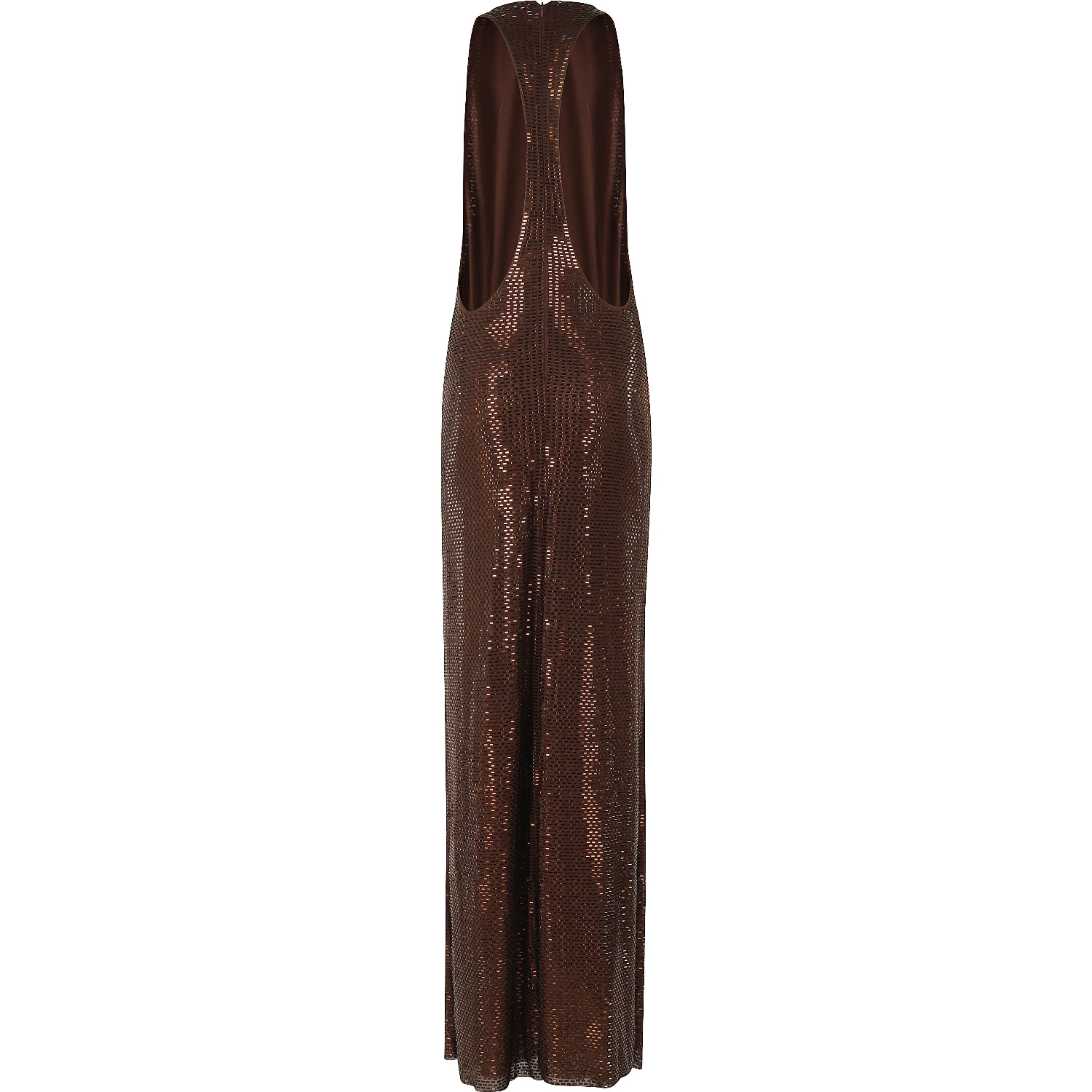 BROWN RHINESTONE RACER BACK MAXI DRESS