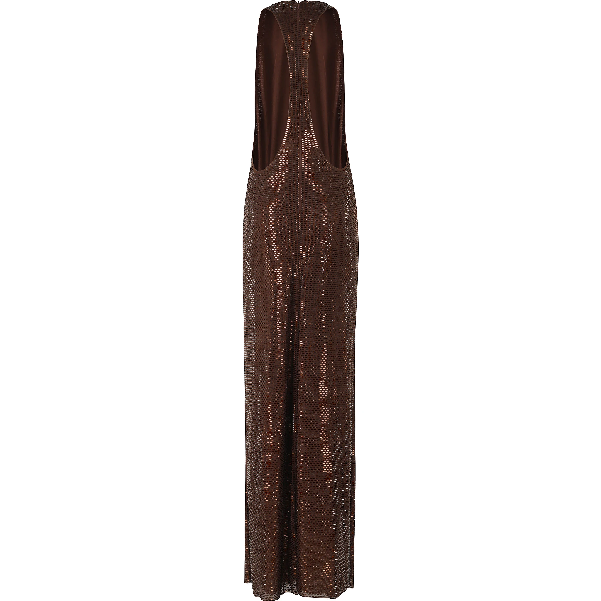 BROWN RHINESTONE RACER BACK MAXI DRESS
