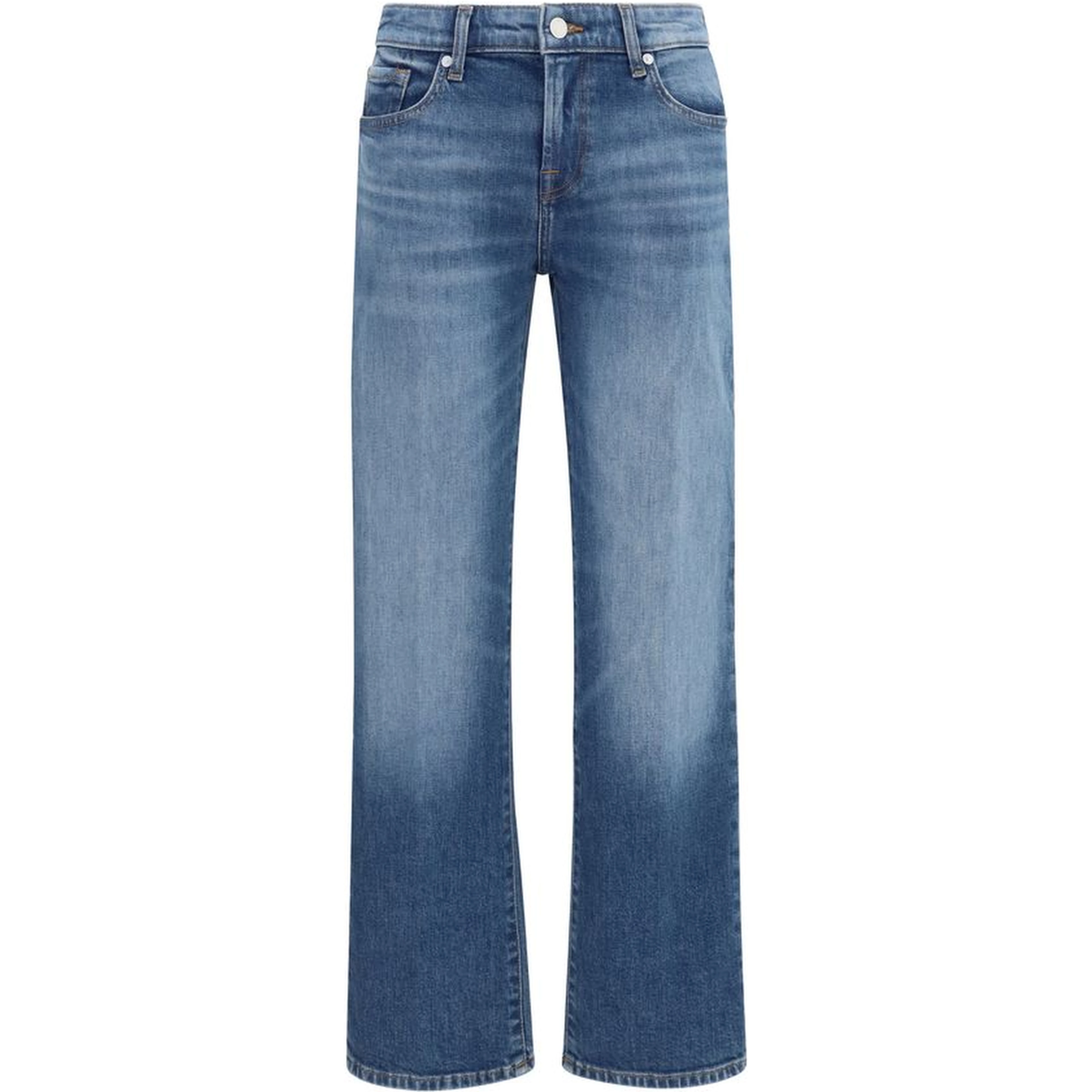 Blue Cotton Straight-Leg Jeans