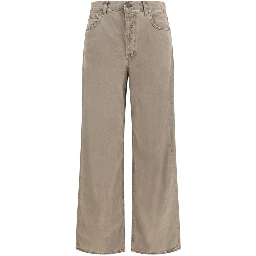 Brown Cotton Casual Pants