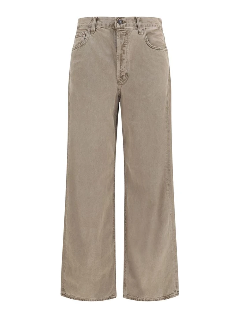 Brown Cotton Casual Pants
