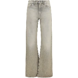 Gray Cotton Straight-Leg Jeans