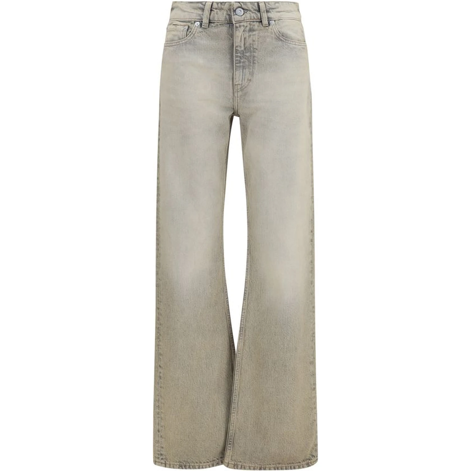 Gray Cotton Straight-Leg Jeans