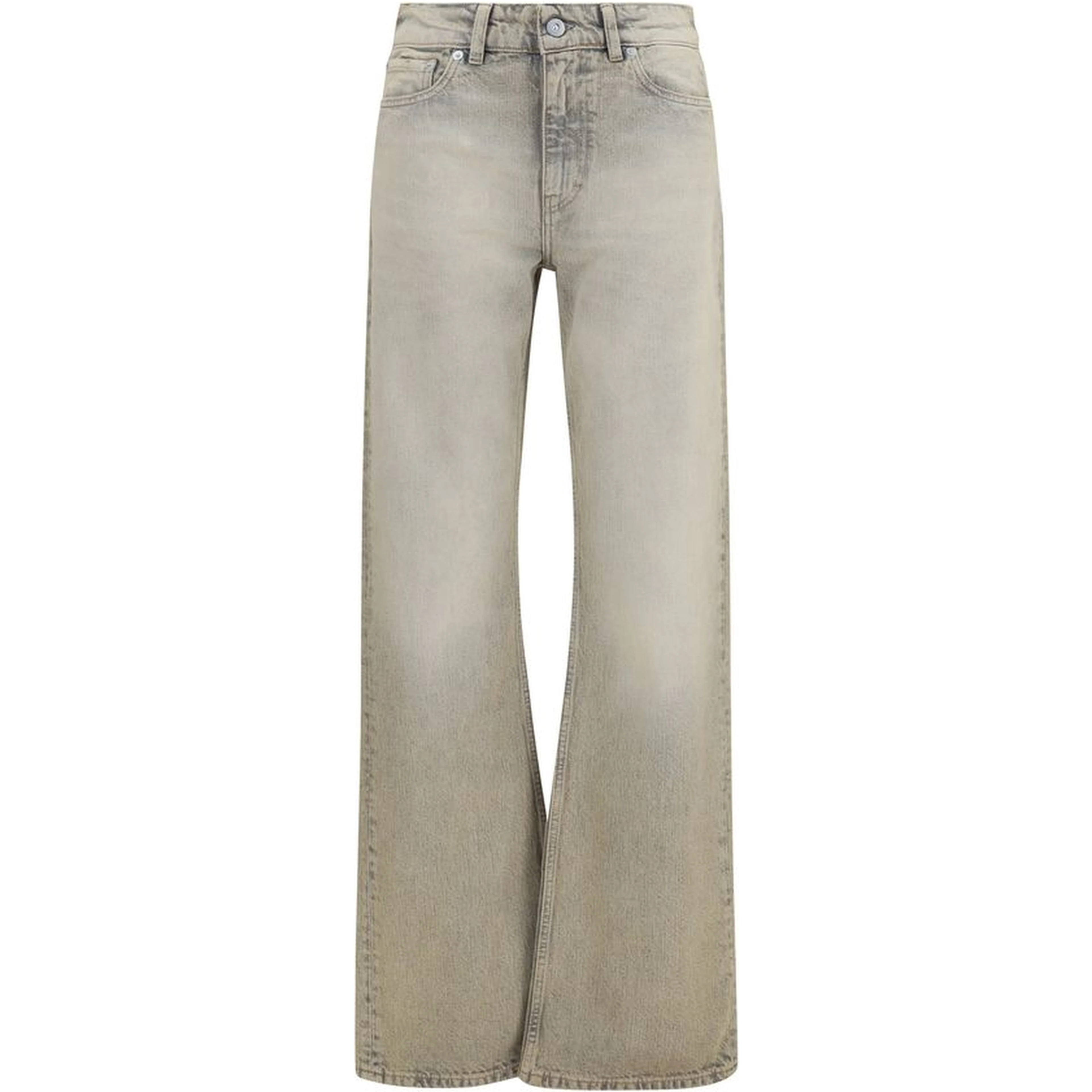 Gray Cotton Straight-Leg Jeans
