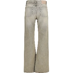 Gray Cotton Straight-Leg Jeans