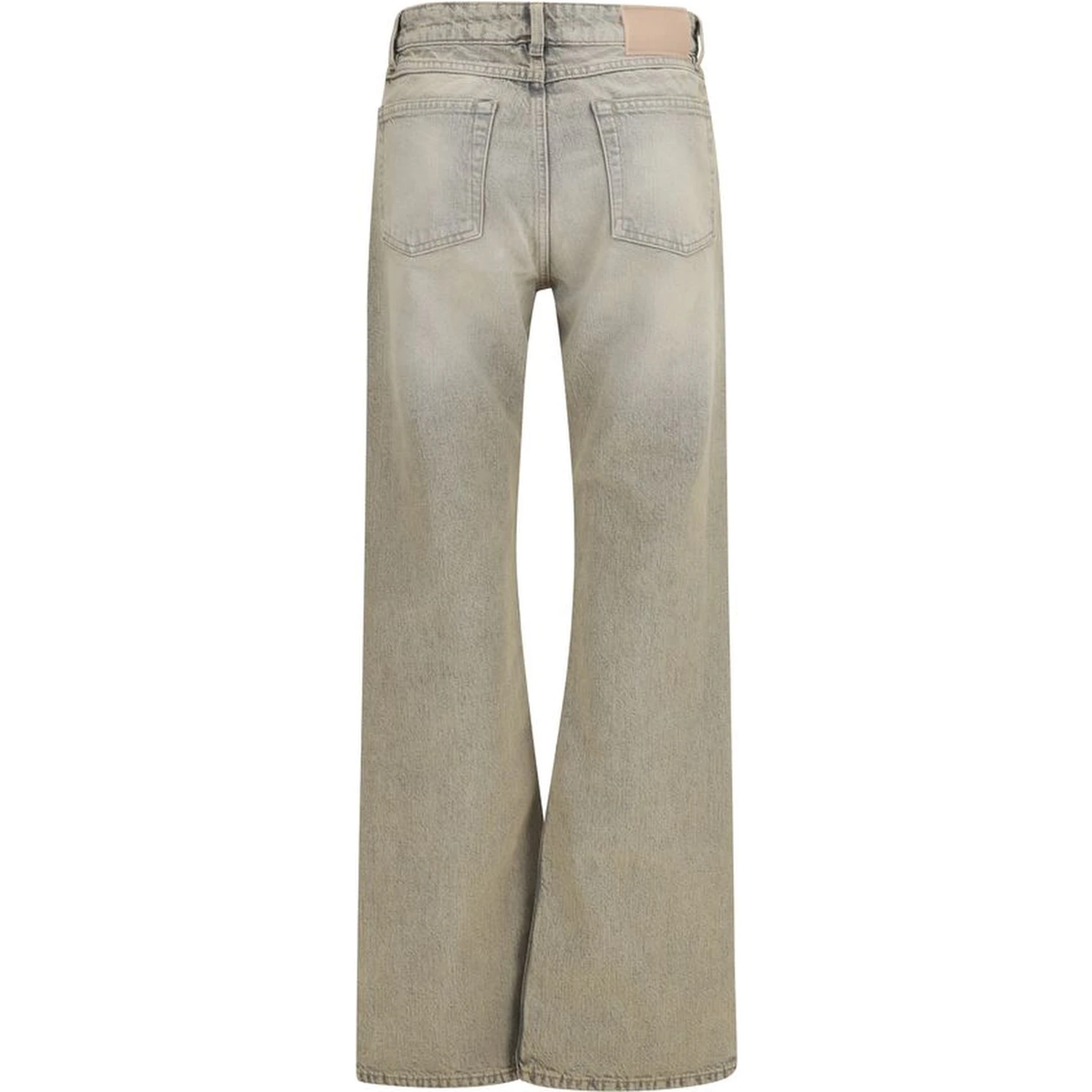Gray Cotton Straight-Leg Jeans