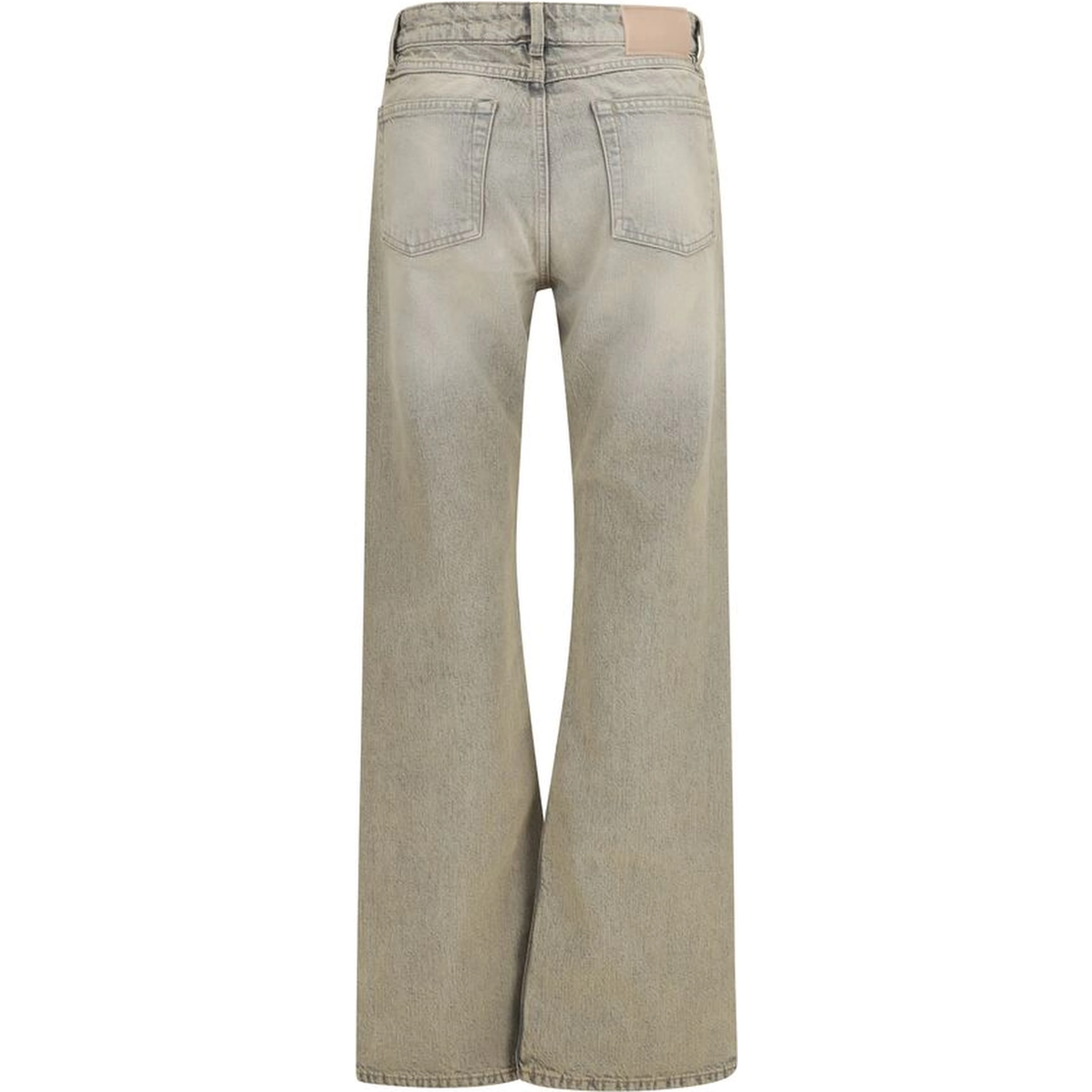 Gray Cotton Straight-Leg Jeans