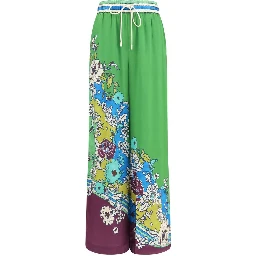 Multicolor Silk Casual Pants