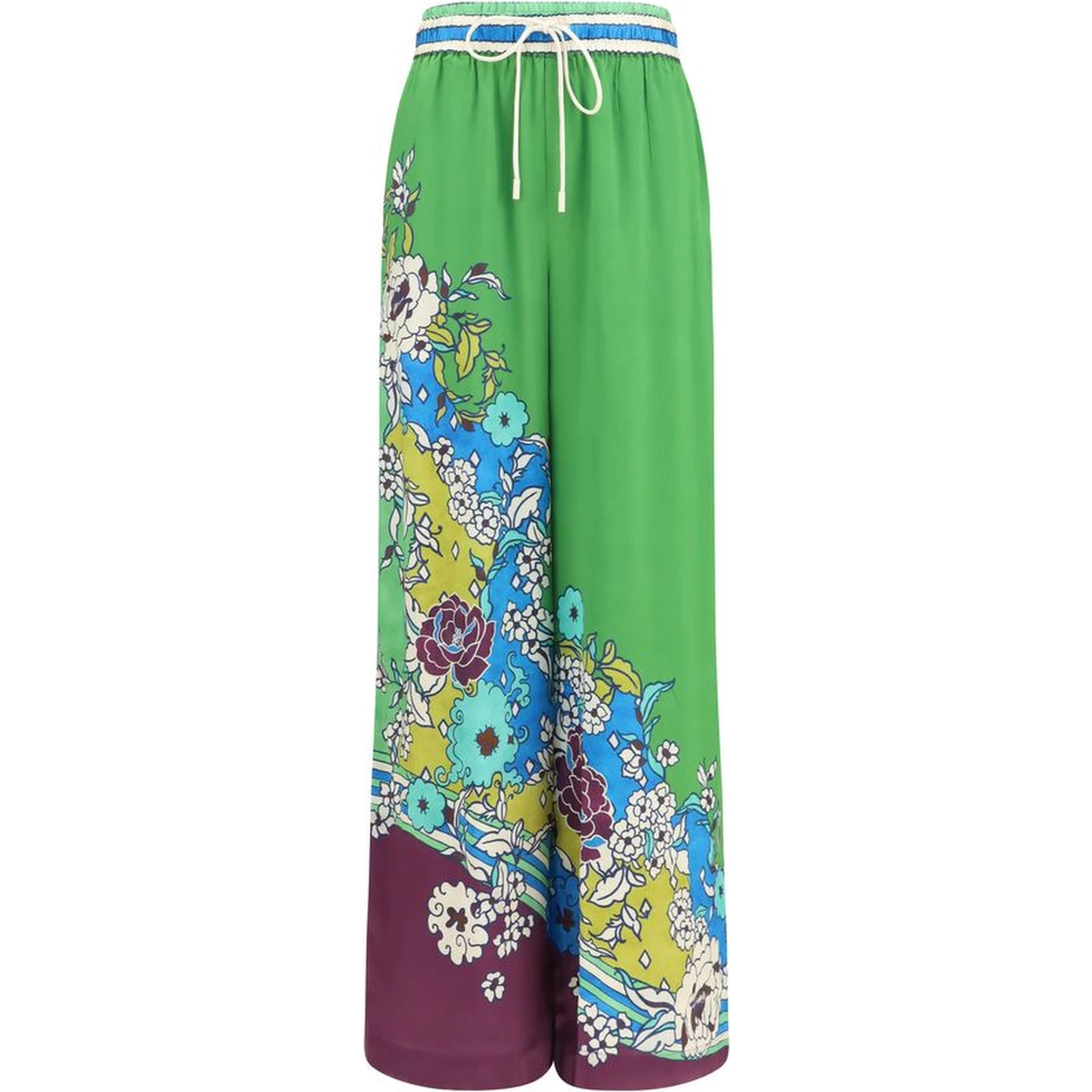 Multicolor Silk Casual Pants