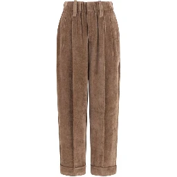Brown Viscose Casual Pants