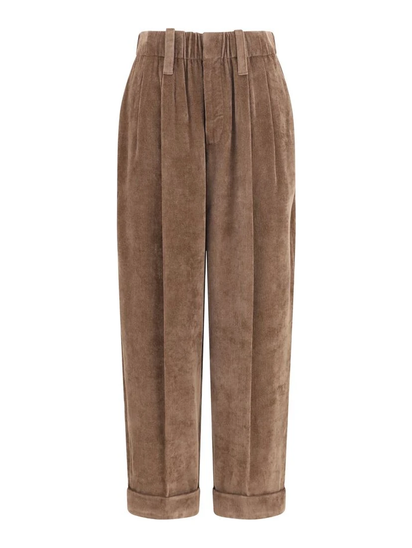 Brown Viscose Casual Pants
