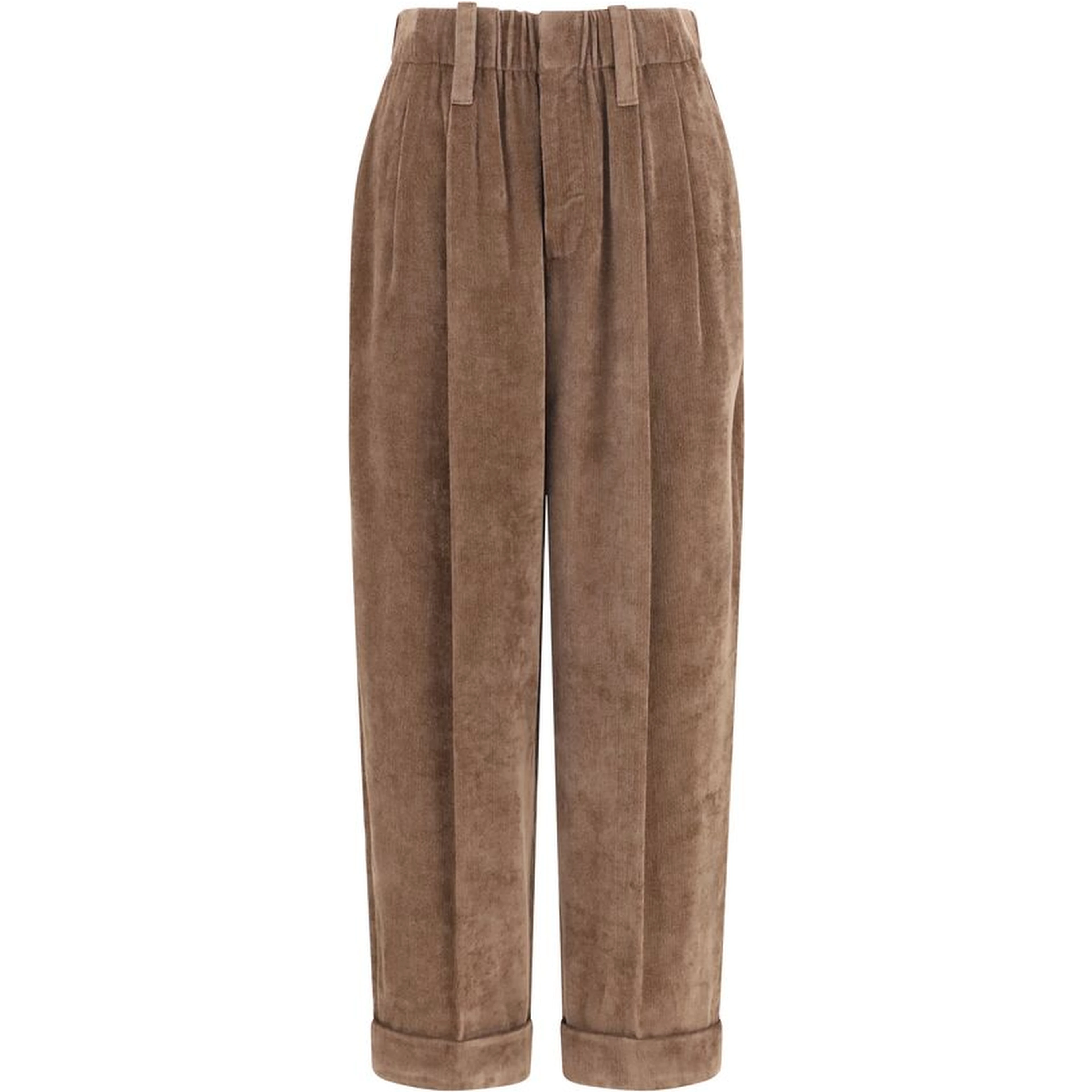 Brown Viscose Casual Pants