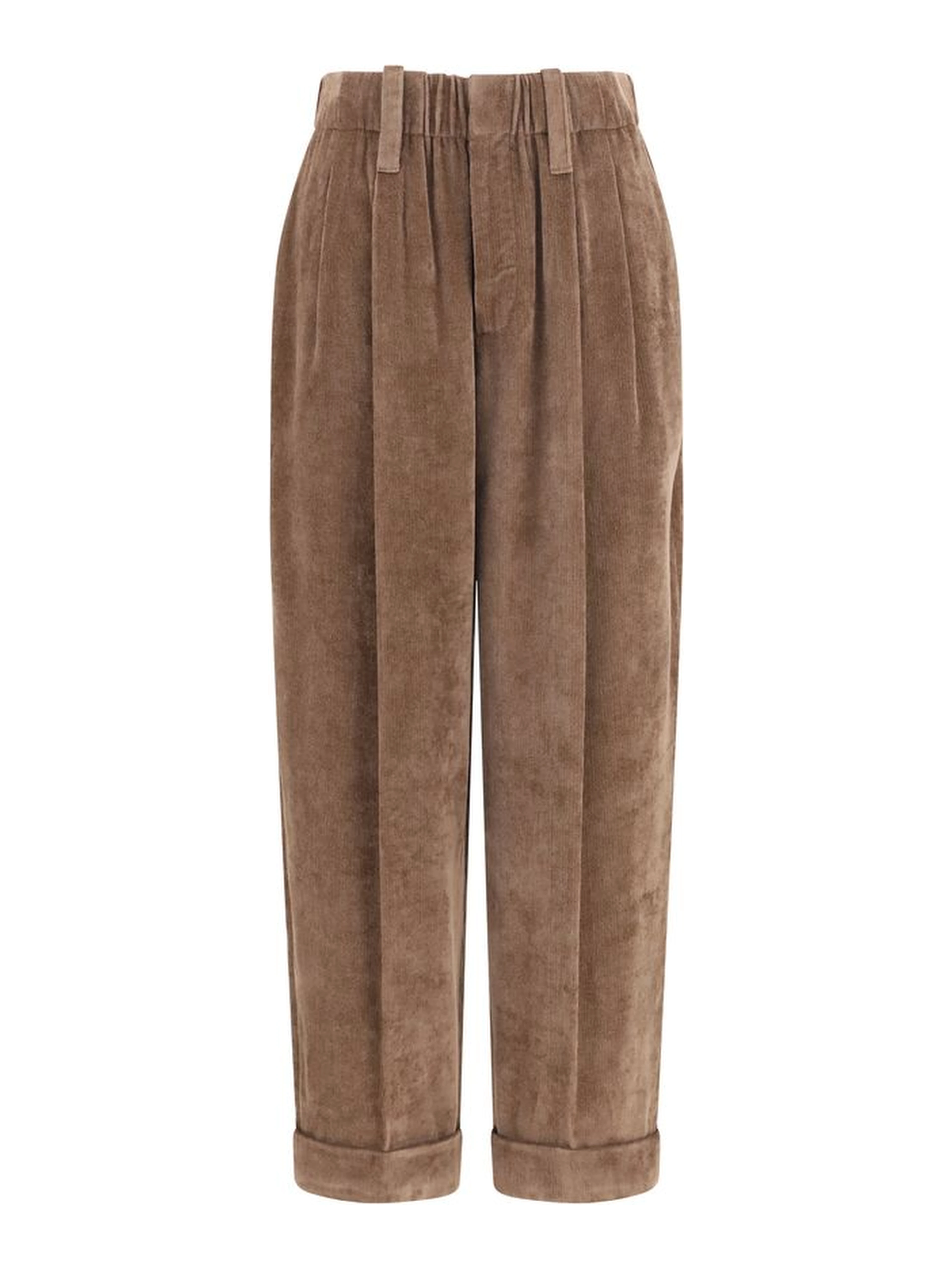 Brown Viscose Casual Pants
