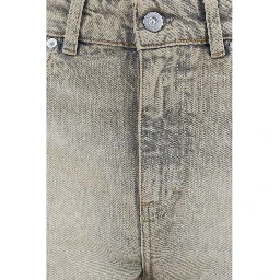 Gray Cotton Straight-Leg Jeans