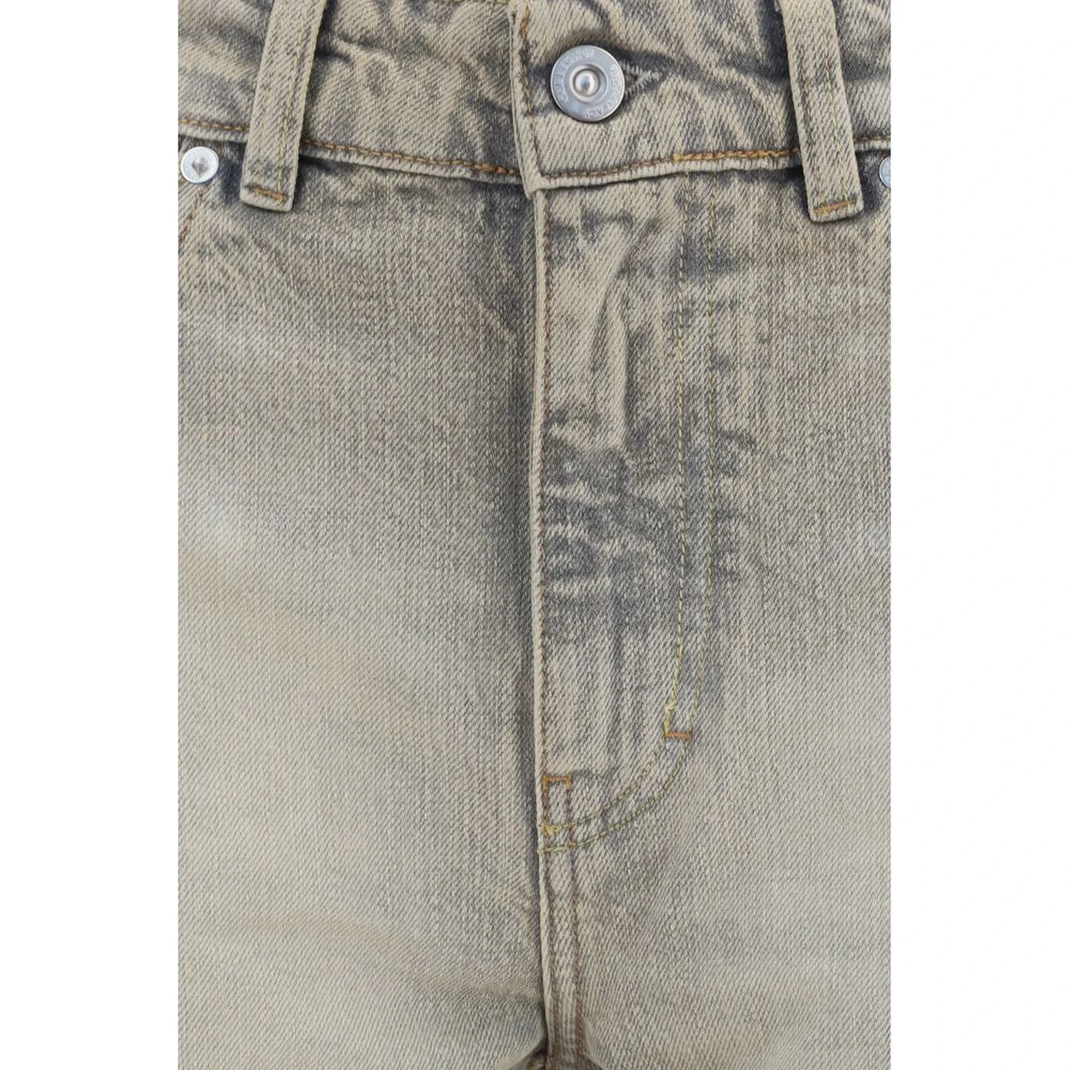 Gray Cotton Straight-Leg Jeans