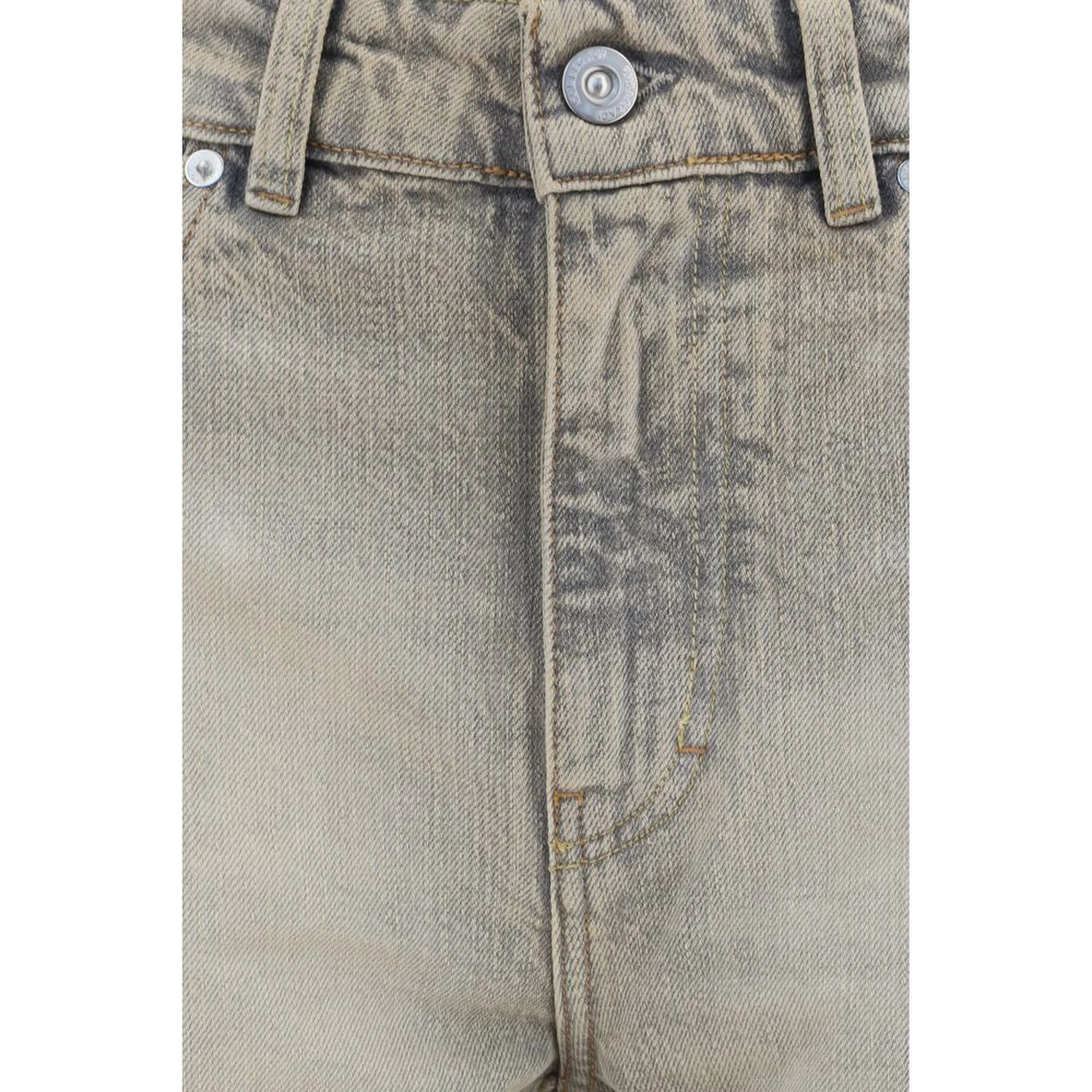 Gray Cotton Straight-Leg Jeans
