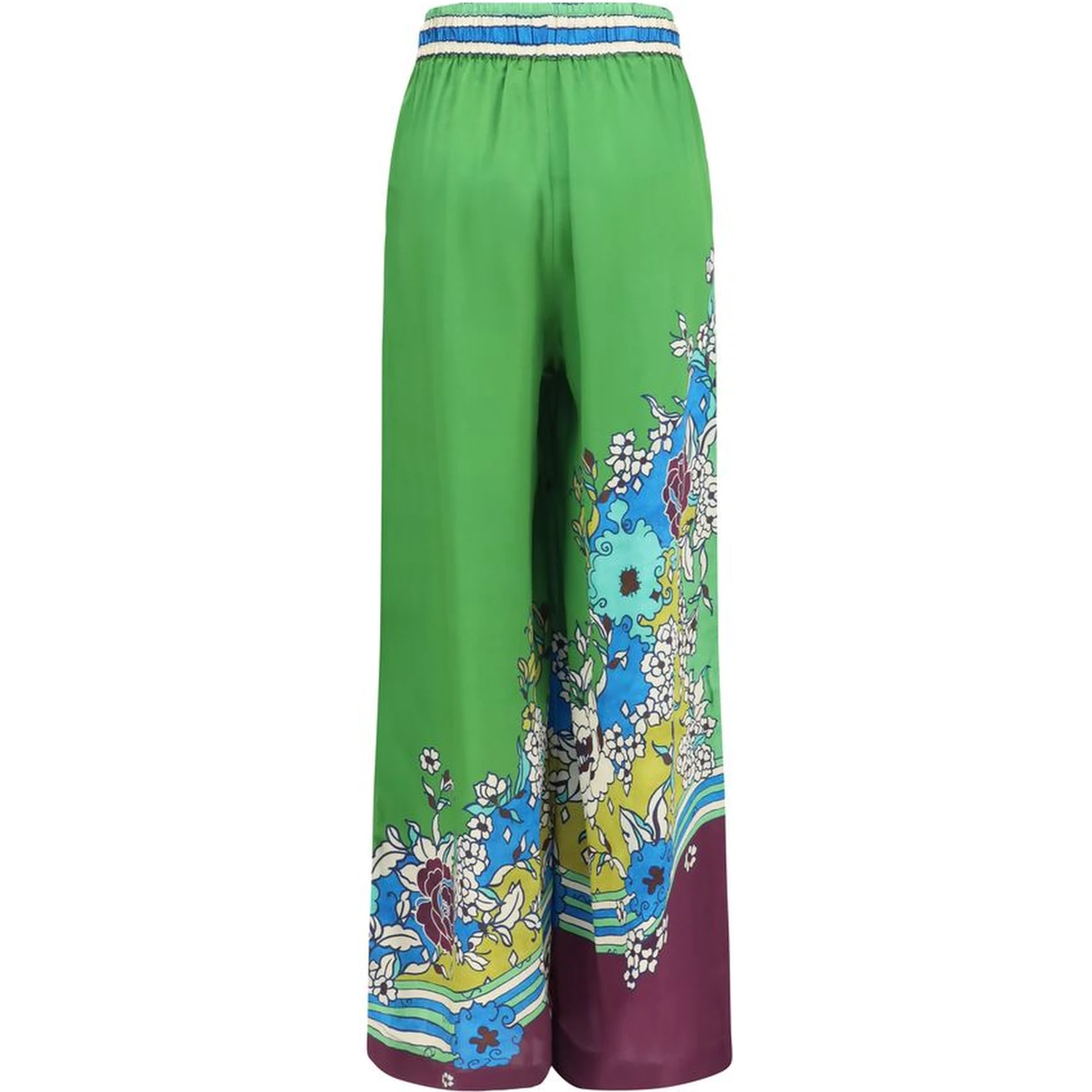 Multicolor Silk Casual Pants