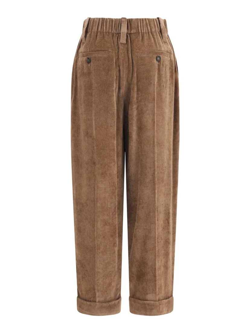Brown Viscose Casual Pants