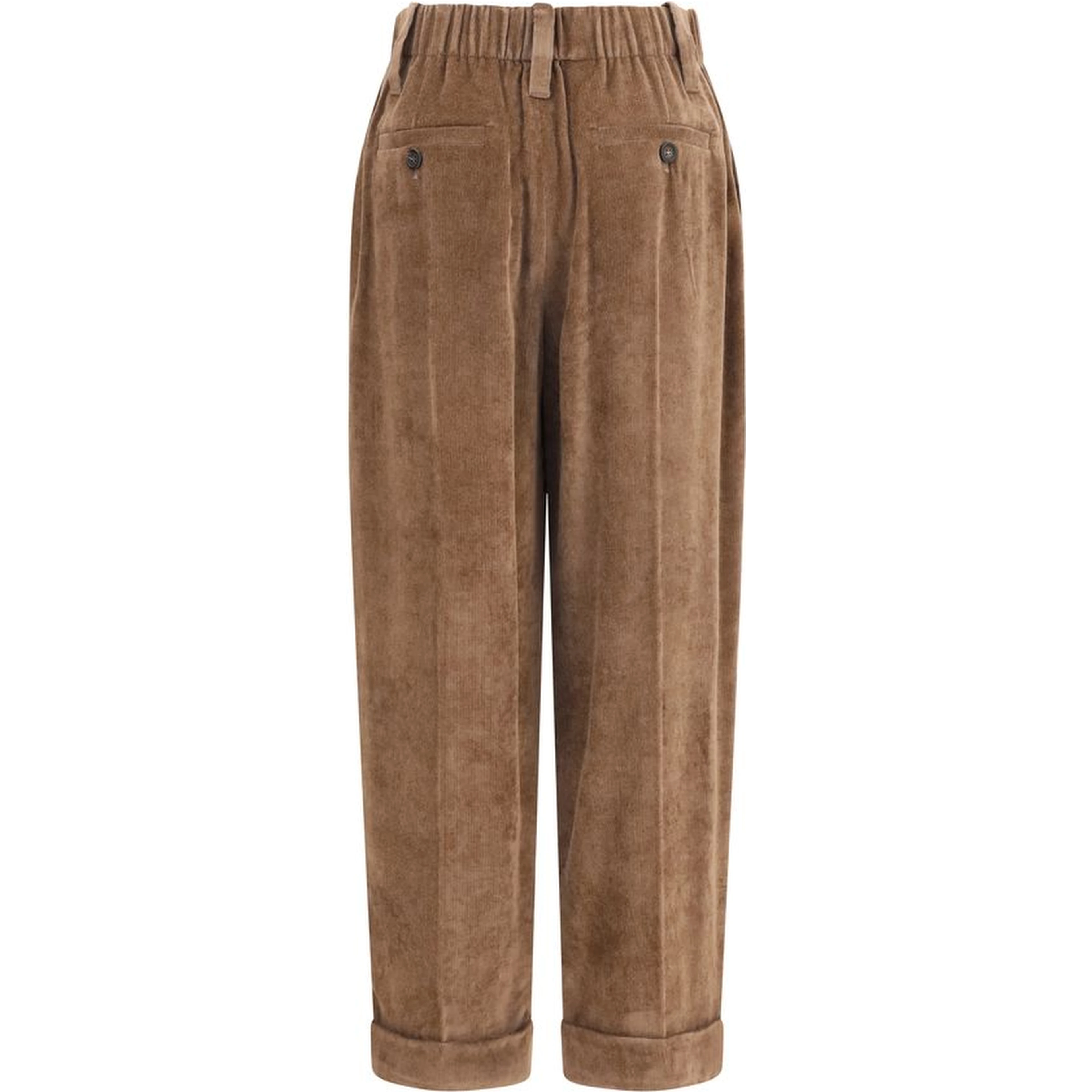 Brown Viscose Casual Pants