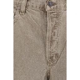 Brown Cotton Casual Pants