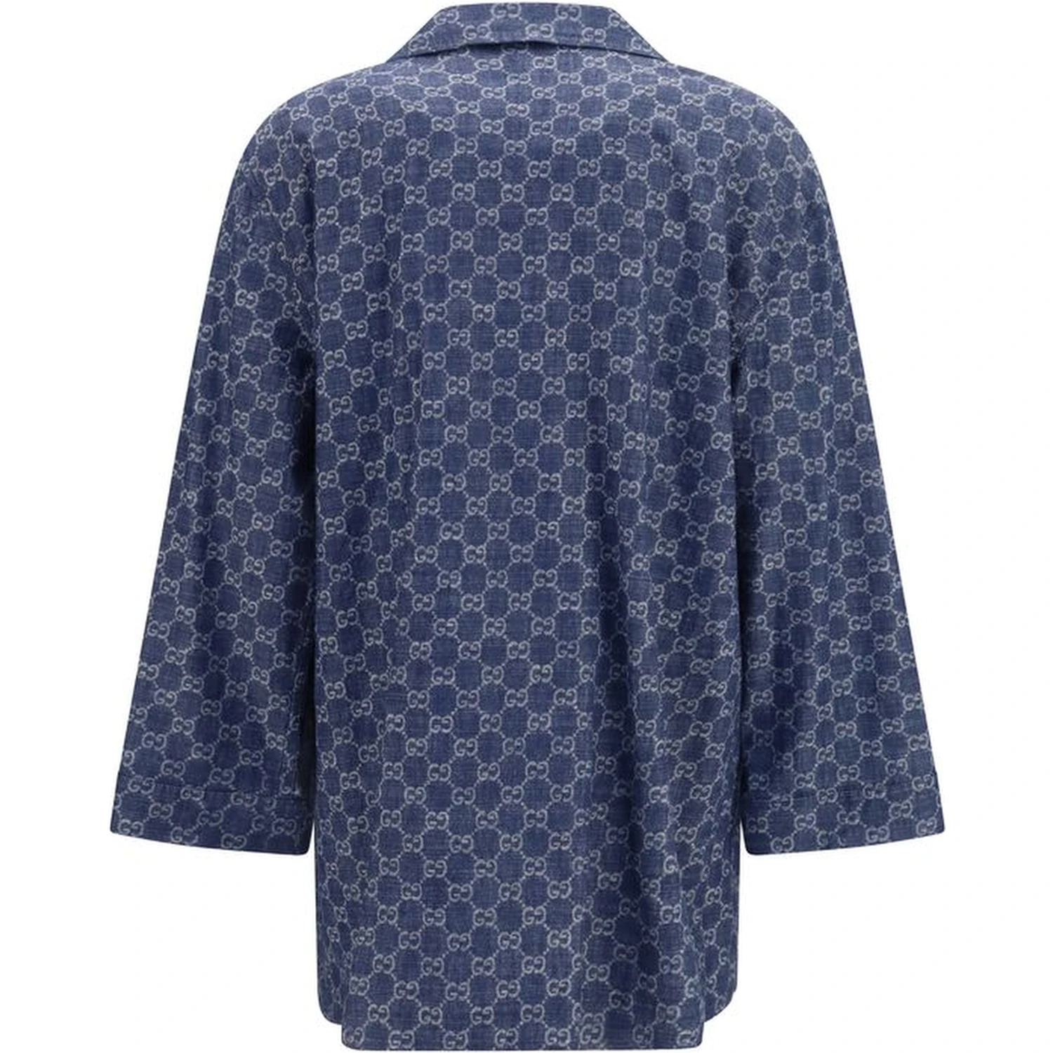 Blue Cotton Full-Length Jacket