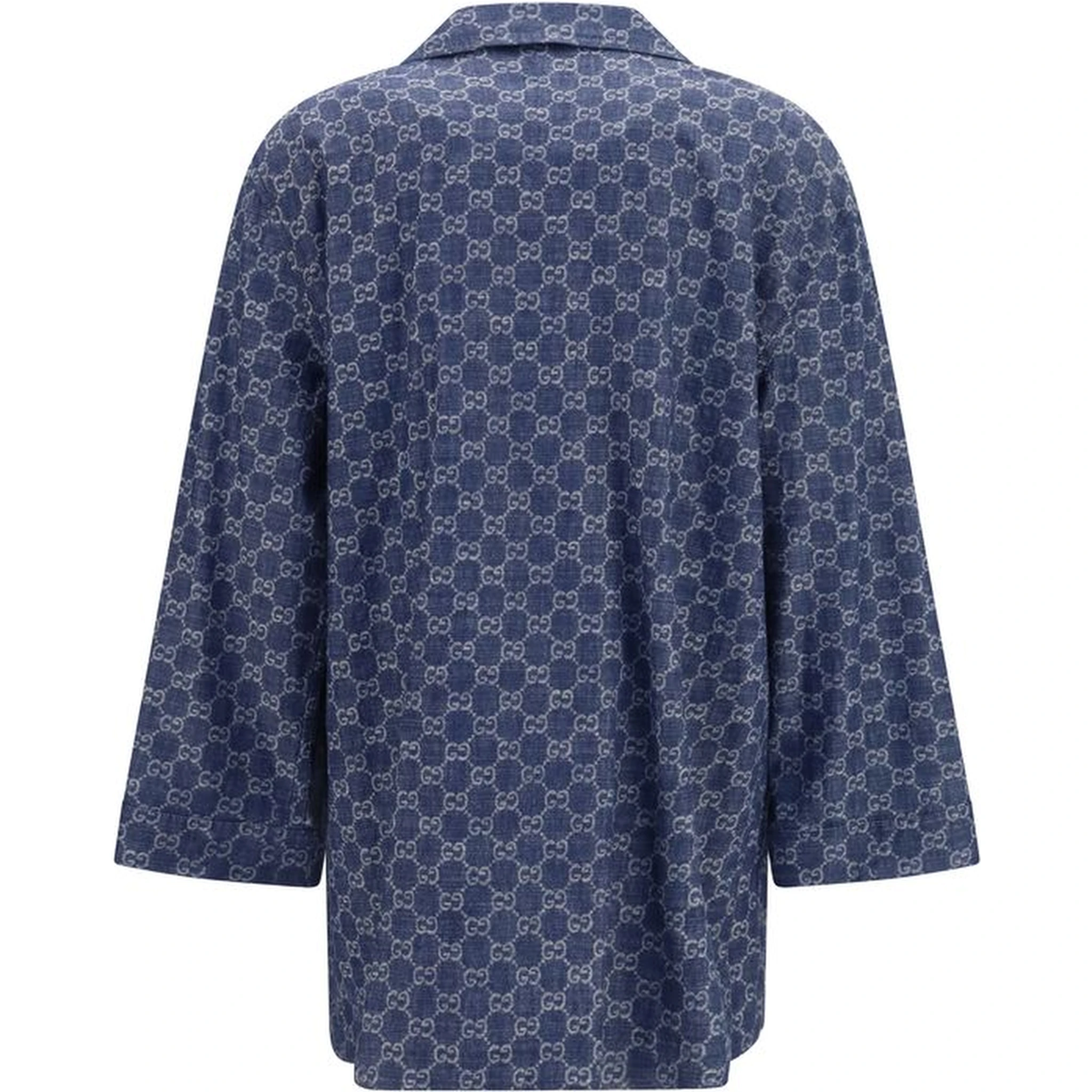Blue Cotton Full-Length Jacket