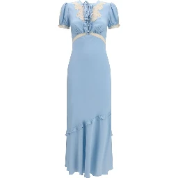 Blue Viscose Casual Dress