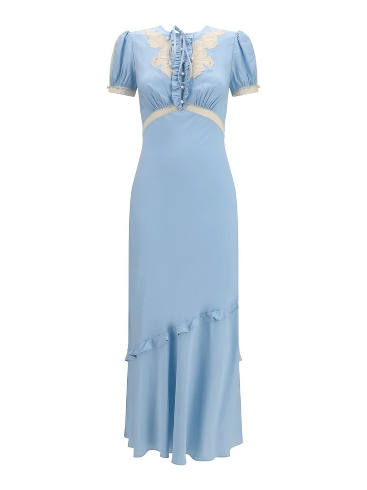 Blue Viscose Casual Dress