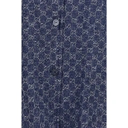 Blue Cotton Full-Length Jacket