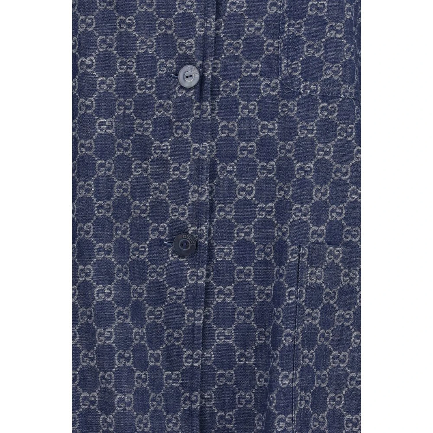 Blue Cotton Full-Length Jacket