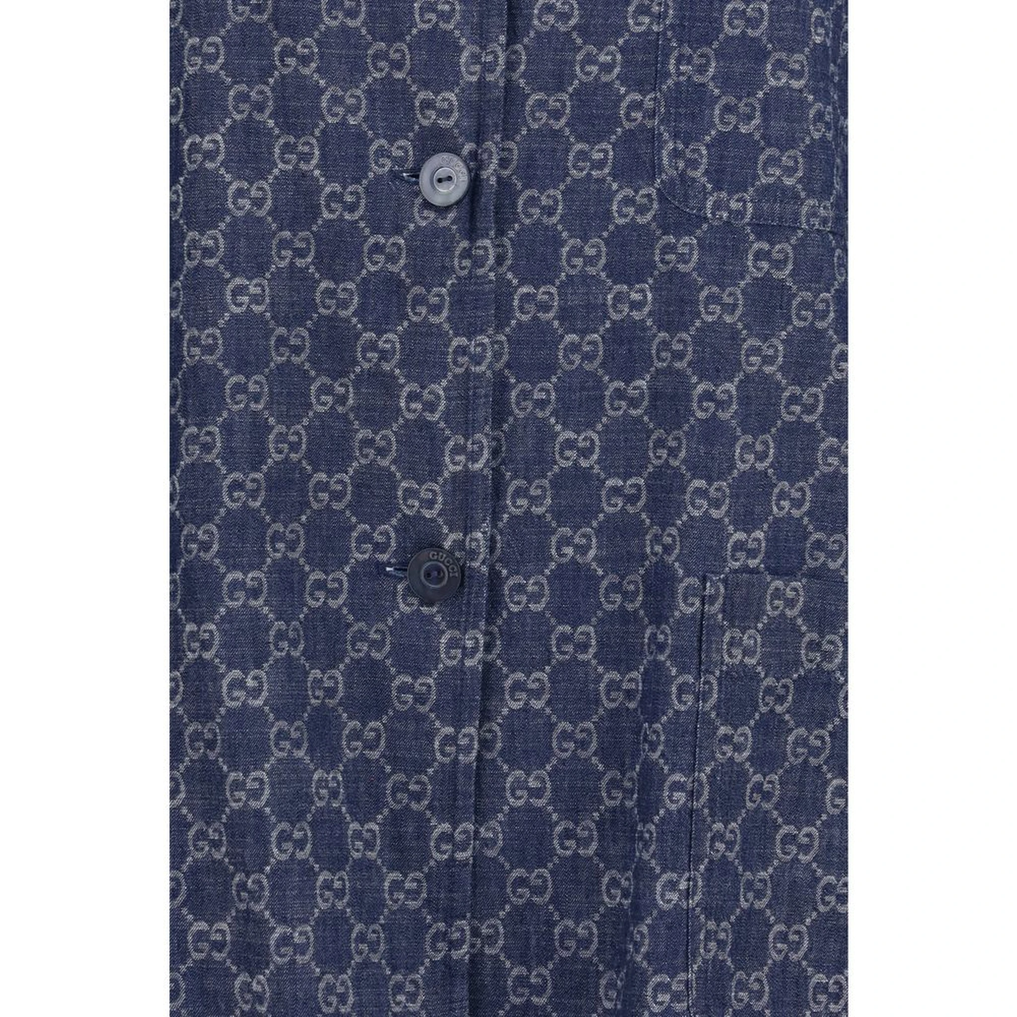 Blue Cotton Full-Length Jacket