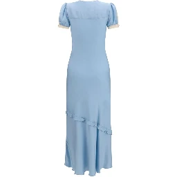 Blue Viscose Casual Dress