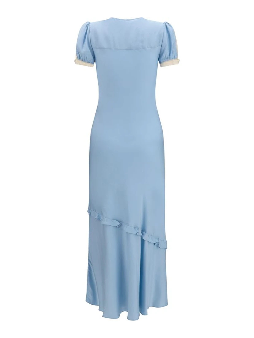 Blue Viscose Casual Dress