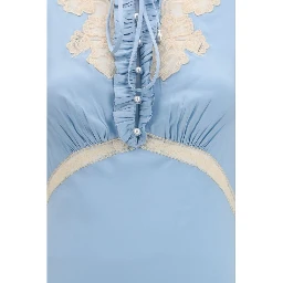 Blue Viscose Casual Dress