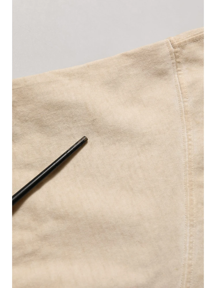 Beige Cotton Graphic Print Crew Neck T-shirt