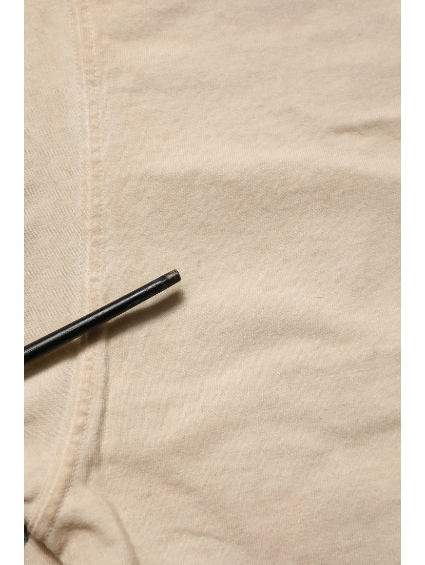 Beige Cotton Graphic Print Crew Neck T-shirt