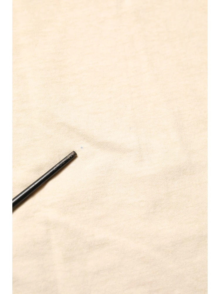 Beige Cotton Graphic Print Crew Neck T-shirt