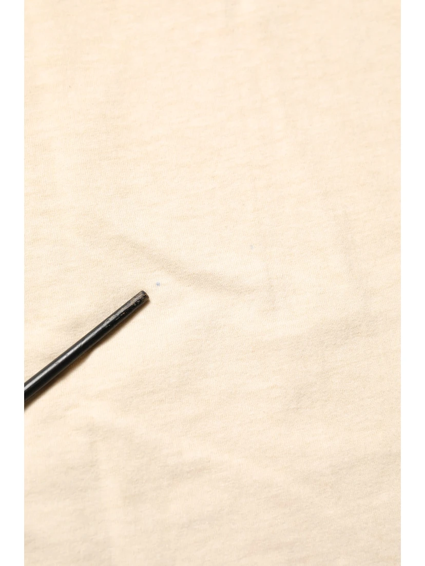 Beige Cotton Graphic Print Crew Neck T-shirt
