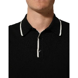 Black Cotton Collared Short Sleeves Polo T-shirt
