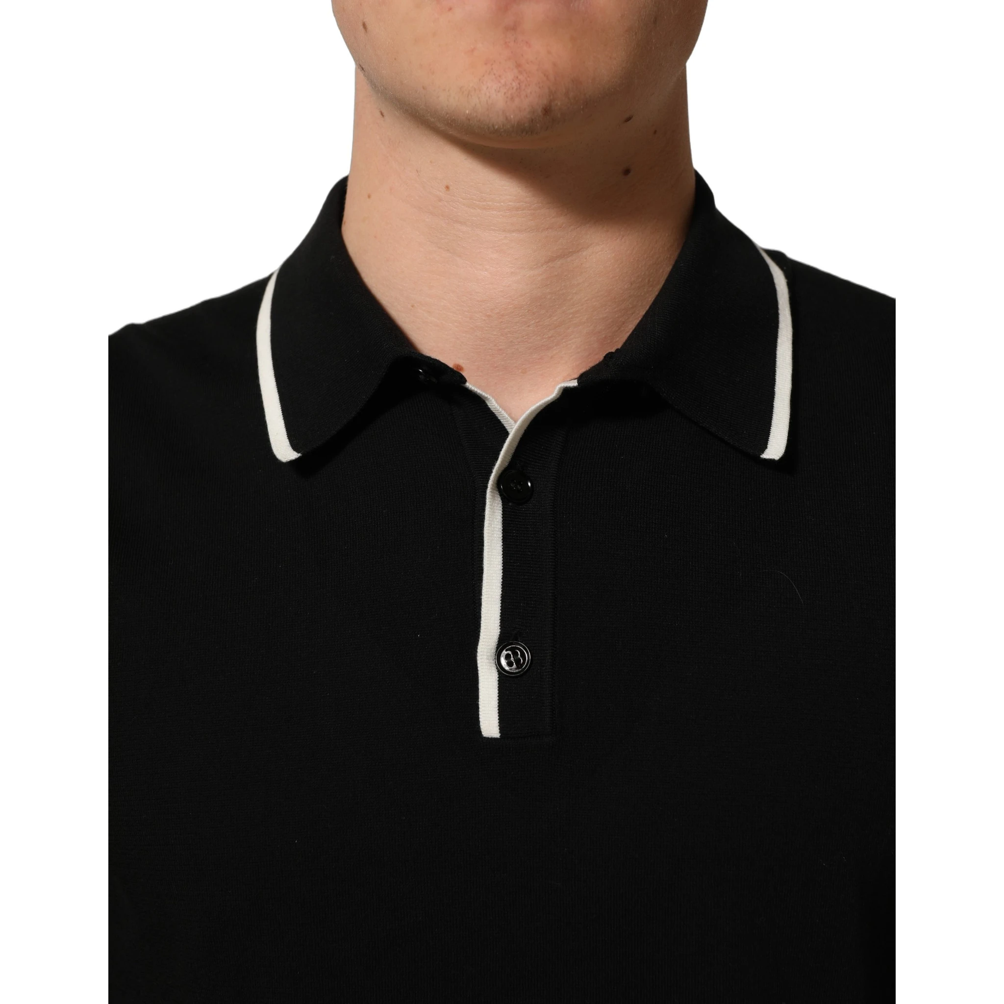 Black Cotton Collared Short Sleeves Polo T-shirt