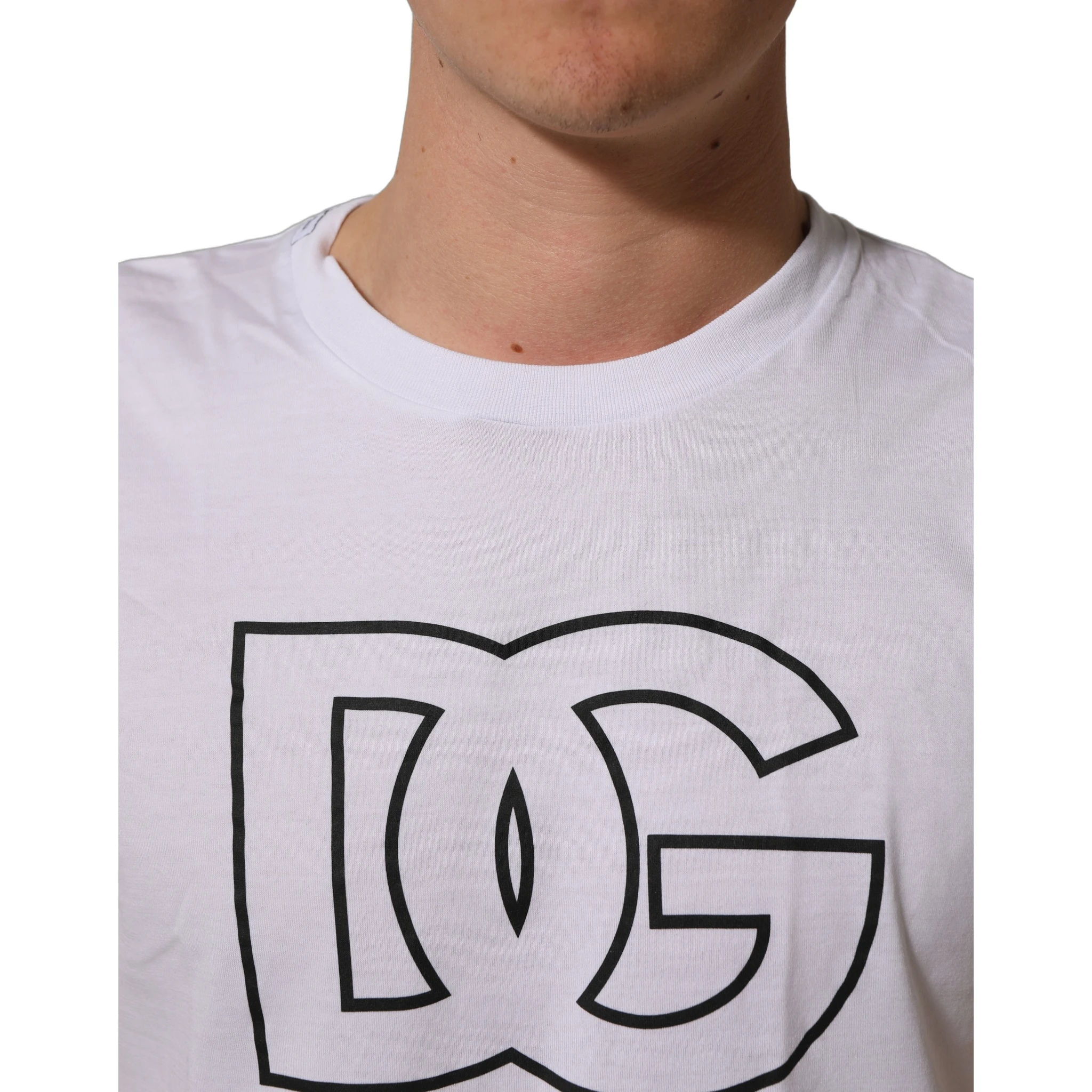 White DG Logo Print Short Sleeves Men T-shirt