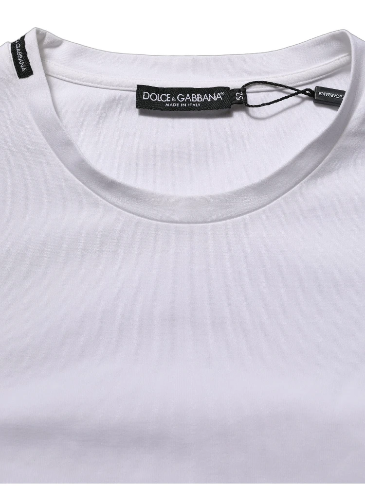 White Cotton Short Sleeves Crew Neck T-shirt