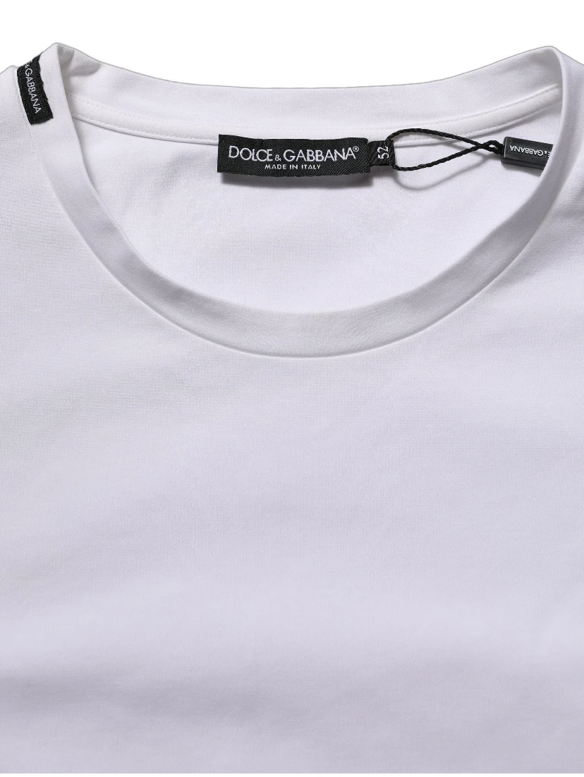 White Cotton Short Sleeves Crew Neck T-shirt