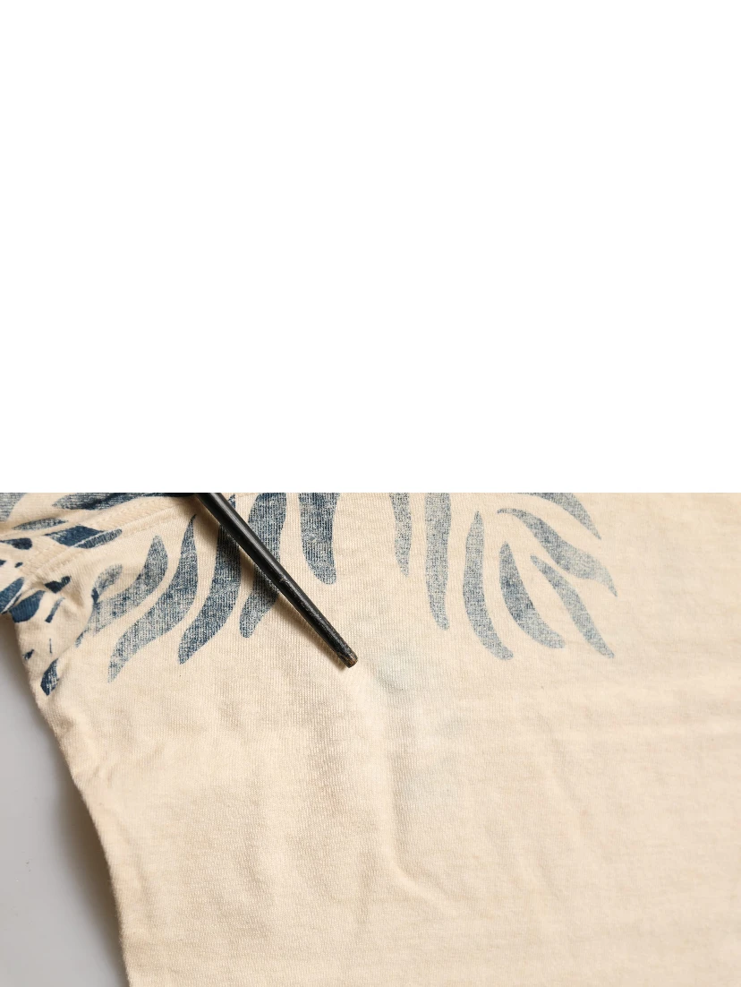 Beige Cotton Graphic Print Crew Neck T-shirt